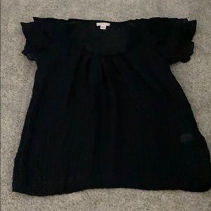 Puff sleeve chiffon black top